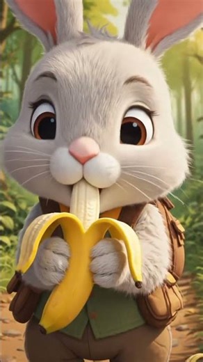 The little rabbit who loves to eat bananas Cute pet debut plan Rabbit Pastoral cute pet