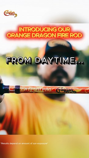 Introducing our Catfish Pro Orange Dragon Fire Glow-in-the-Dark Rod! Sun Activated, No Blacklight Needed. Learn more at catfishpro.com/collections/dragon-fire/products/orange-dragon-fire-casting-glow-rod | Catfish PRO