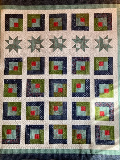 Handmade Log Cabin Throw Quilt: Moda Cotton, Sawtooth Star Design - Etsy