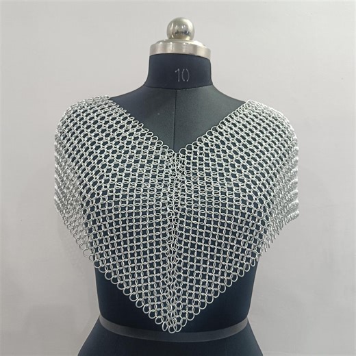 Medieval Chainmail Shoulder Armor Women Aluminum Shawl Festival Outfit LARP Costume Renaissance Faire Fantasy Long Collar - Etsy