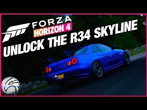 Forza Horizon 4 - How To Unlock The Nissan Skyline R34 GTR '02 - Test Drive + Upgrading