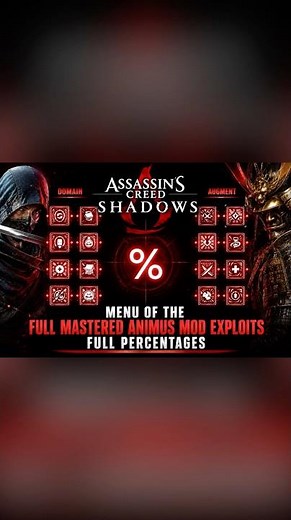 Assassin’s Creed Shadows: Full Animus Mod Exploits Menu & Percentages