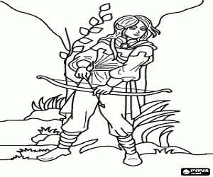 An elf with bow and arrow coloring page printable game