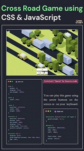 🔥Cross Road Game Using HTML, CSS & JavaScript #coding
