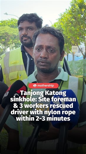 Pitchai Udaiyappan Subbiah, 46, recounts how he and three other workers rescued the female driver who had fallen into the sinkhole. | Mothership