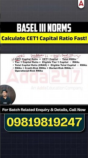 Basel III Norms: Calculate CET1 Capital Ratio Fast! #caiibbfm #bfm #bfmnumerical