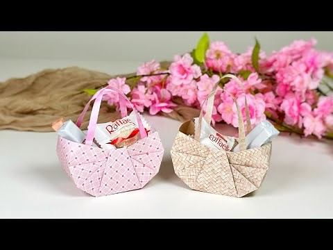Origami Gift Basket from One Sheet – No Template Needed!