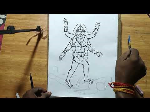 how to draw maa kali easy line drawing,kali thakur drawing,kali maa ki line art fulfiger drawing,