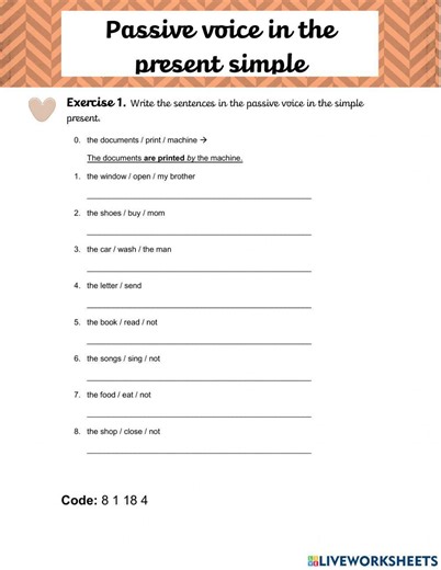 Passive voice in the present simple interactive worksheet