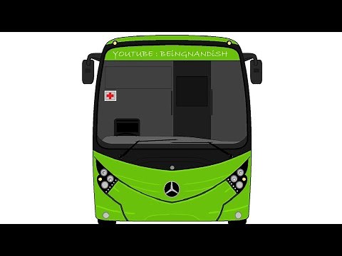 Drawing MERCEDES BENZ BUS Front View on computer using Ms Paint | How to draw BUS in easy steps.