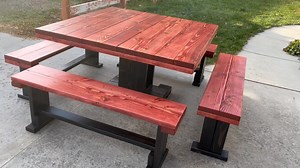 49.5”x49.5” Table set Blow out special while supplies last….$989$ 5 Piece sets customized to your stain choices!! #kitchentable #woodtable #customfurniture #woodworking @topfans Square Country Furniture Of Idaho | Square Country Furniture Of Idaho | Facebook