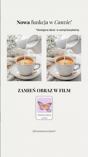 Nowa funkcja w Canvie, zamień zdjęcie na film, AI. Stwórz wideo w Canvie jednym kliknięciem