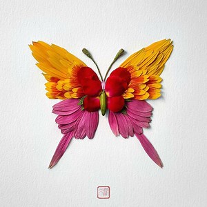 Beautiful insect sculptures made of flowers and plants