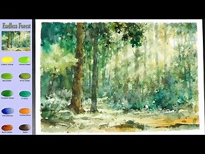 Endless Forest - Without Sketch Landscape Watercolor (color mixing view) NAMIL ART