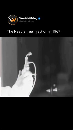 Money • Business • Mindset on Instagram: "In the 1960s, engineers developed a needle-free injector — a futuristic medical device that used high-pressure jets of liquid to deliver vaccines or medicine through the skin without a needle 💉➡️💨 It worked by shooting a fine stream of fluid faster than the speed of sound, penetrating the skin painlessly and reducing infection risks. Though the tech looked straight out of science fiction, it was actually used for mass vaccinations around the world 🌍✨ 