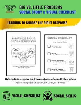 Big vs. Little Problems Social Story & Visual Checklist | Emotional Regulation