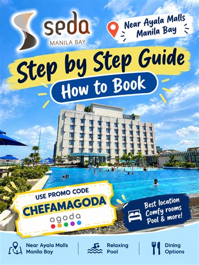 Agoda Promo Code: CHEFAMAGODA Seda Manila Bay — staycation idea near Ayala Malls Manila Bay! Planning a staycation? Here’s a step-by-step guide on how to book Seda Manila Bay using Agoda. 📍 Conveniently located near Ayala Malls Manila Bay 🏊‍♂️ Enjoy their swimming pool and family-friendly facilities 🛏️ Comfortable rooms for a relaxing staycation 💡 Tip: Use my Agoda promo code CHEFAMAGODA when booking to check for available discounts. Save this post for your next Manila staycation and share i