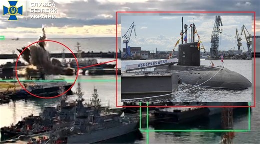 Ukrainian underwater drones strike Russian naval base