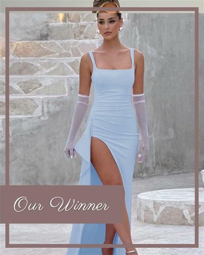 Backless Evening Dress - Strap High Slit Gown