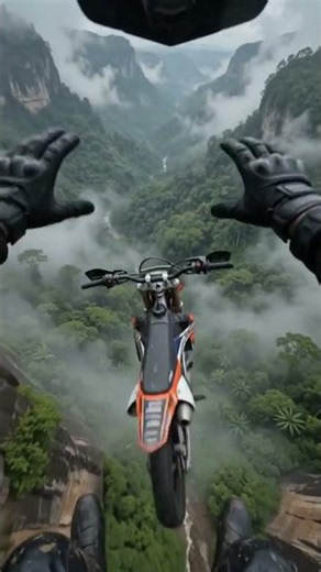 POV Motorcycle Cliff Jump Through Tropical Rainstorm | Hyper-Realistic GoPro Ride