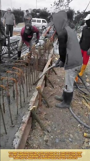 Construction Worker Process of Concrete Compaction on a Construction Site #workprocess