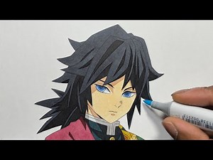 How to Draw Giyu Tomioka Easy - Demon Slayer (Kimetsu No Yaiba / 鬼滅の刃 )