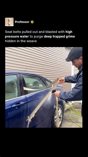 Pressure Washing Filthy Seat Belts 💦 #shorts