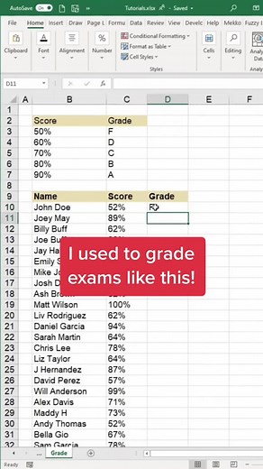 Excel Magic: How to easily assign student grades into tiers! #excel #tutorials