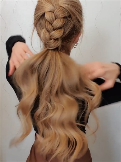 pretty braided ponytail hack 🖤 #howto #hairtok #hairtutorials #ponytail #braid #hairidea #backtoschoolhair #hairstyle #braidedhair #braidtrends #braidedhairstyles