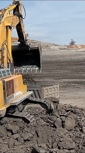 Liebherr 974 Excavator Loading Coal On Trucks #megamachineschannel #heavymachinery #excavator | Mega Machines Channel