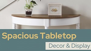 Convenience Concepts French Country 31.5 in. L x 30.25 in. H White Half-Circle Wood Console Table with Shelf R3-0125