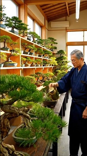 Old man taking care of Bonsai shop - bonsai tree care #shorts #foryou #ytshorts