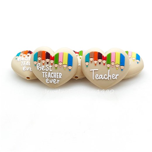 Heart Teacher Silicone Beads,crayon Focal Beads for Pen,making Jewellery - Etsy