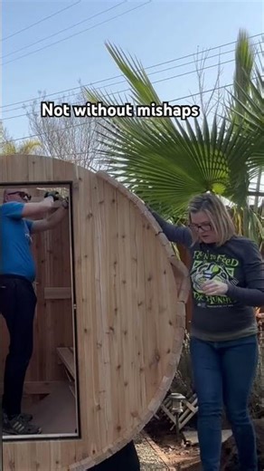 Almost Heaven Sauna installation was pretty easy, but not without mishaps. #sauna #outdoorsauna