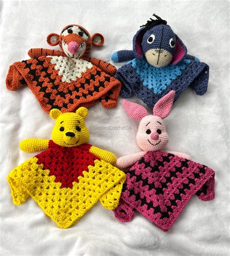 Winnie the Pooh & Friends Loveys Crochet Pattern Bundle - Granny Square Blanket - Etsy