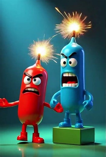 "3D Cartoon Horror Comedy | Angry & Scared Firecracker Monsters 🎆👻