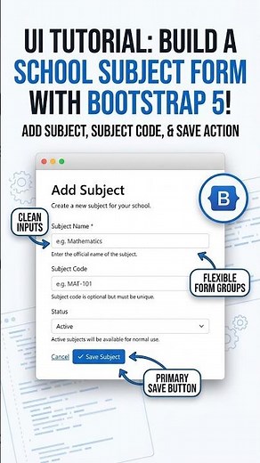 Bootstrap 5 Tutorial: Create an "Add Subject" UI Form