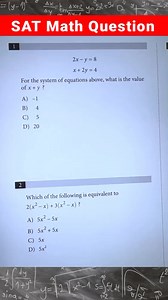 28K views · 58 reactions | Practice ‼️ SAT Math Question 1 #math #mathematics #maths #mathfun #mathtutor #mathhelp #mathtrick #MathHacks #mathskills #mathreels #mathgenius #tricks #hacks #educational #lessons #education #less #learn #learning #educate #study #student #Subject #reels #reelsfb #reelsvideo #reelit #reelsviral #reels2023 #reelsindia #viralreels #trending #viral #reelsviralfb #satisfying #SAT #GCSE #mathquestions #question | Ken you see | Facebook