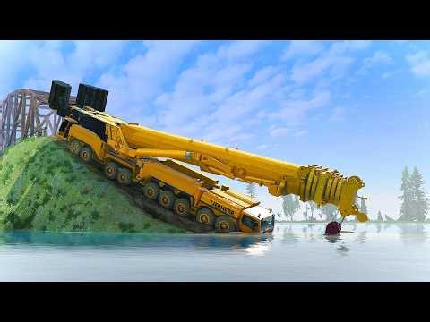 Giant Yellow Crane Stuck in Mud Challenge