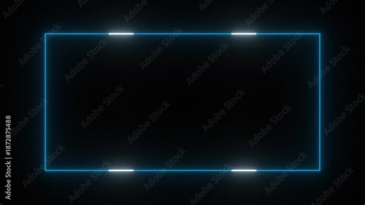 Live streaming Frame - animated blue neon overlay frame with moving light for live streaming and gaming templates