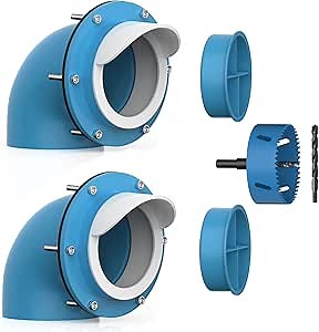 Lil'Clucker Large DIY Chicken Feeder Kit - 2 PVC Chicken Feeders No Waste Rodent Proof with Covers - Poultry Feeder, Duck Feeder - Rain Proof - Almost 4" Diameter (Blue with Hole Saw)