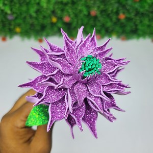 Tutorial para hacer flores de dalia | Cómo hacer ideas de manualidades florales con lámina de espuma con purpurina #Dahlia_flower #flower #diy #handmade | SmirchS