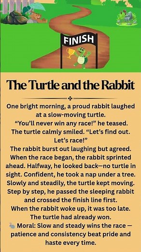 The Turtle and the Rabbit |Short Moral Story for Kids | Slow and Steady Wins the Race #short #tales