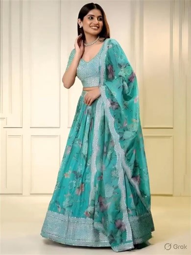 💙✨The Perfect Daytime Wedding Look! Floral Turquoise Lehenga #Shorts #ootd