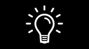 Flashing light bulb icon. loop animation. white object (alpha channel, transparent background)