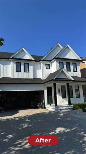 Before ➡️ After This home has a whole new look with ALIGN® Board & Batten in Snow White. ✨ The crisp finish, clean lines, and authentic woodgrain texture create a timeless style that is built to last. Shoutout to our friends at GTA Siding & Aluminum for completing this beautiful project. Incredible work! 👏 👉 See more about ALIGN® Board & Batten here: gentek.ca/product-catalog/siding/align-composite-exterior-siding | Gentek Building Products - Canada