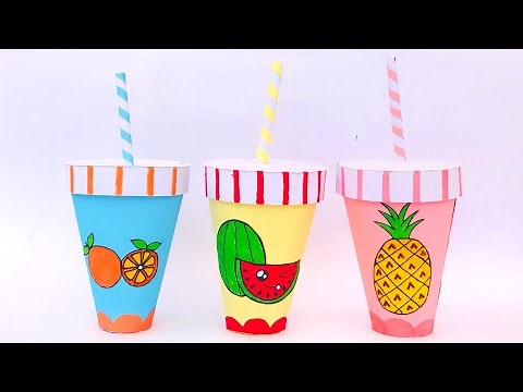DIY paper Juice mug / Paper Craft for school / Easy DIY Origami paper Juice mug / paper craft ideas