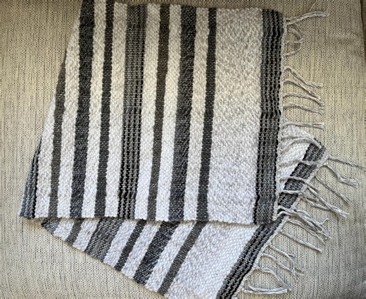 Hand-woven Table Runner, White, Grays, Black - Etsy
