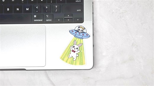 Kawaii Panda UFO Abducting Bunny Sticker, Sci-fi Vinyl Art - Etsy