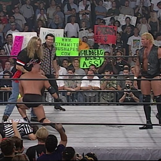 2.3M views · 10K reactions | 22 years ago today, Goldberg and Bret Hart squared off in a wild battle on WCW Monday Nitro! | WWE | Facebook